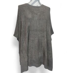 Barefoot Dreams Tie-Side Knit Poncho CozyChic Ultra Lite S/M Carbon Gray Coastal